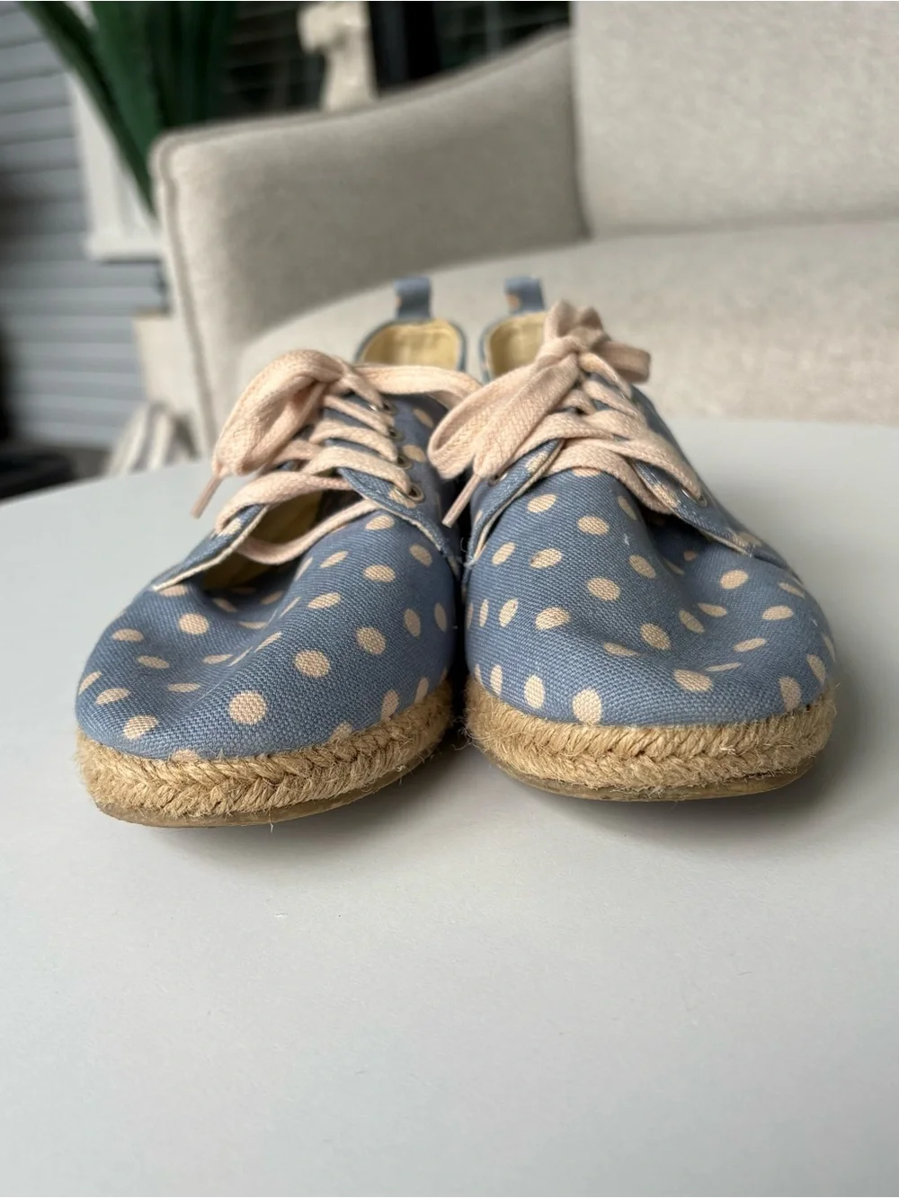 Cath Kidston Blue Polka Dot Lace-Up Espadrille Sneakers